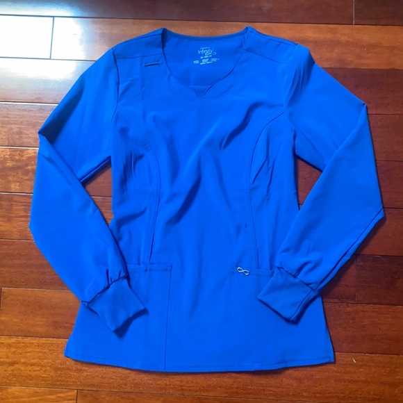 Cherokee Infinity Long Sleeve Royal Blue Scrub Top XS EUC - Picture 1 of 5
